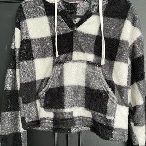 Cozy Black and White Plaid Women's Hoodie